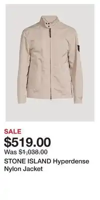 Holt Renfrew Stone island hyperdense nylon jacket offer