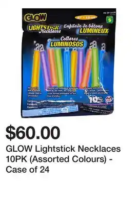Dollarama Glow lightstick necklaces 10pk (assorted colours) - case of 24 offer
