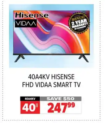 2001 Audio Video Hisense fhd vidaa smart tv 40 offer