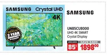 2001 Audio Video Samsung uhd 4k smart crystal display 85 offer