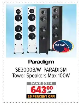 2001 Audio Video Paradigm tower speakers max 100w offer