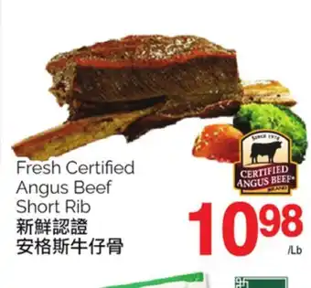 T&T Supermarket Fresh certified angus beef short rib offer