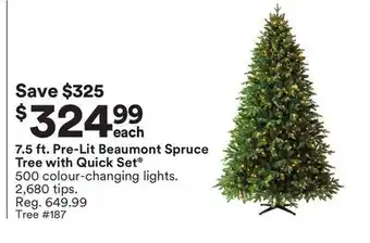 Michaels 7.5 ft. pre-lit beaumont spruce tree with quick set offer
