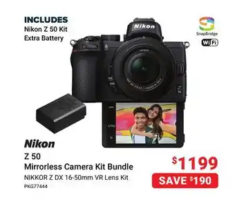 Visions Electronics Nikon z 50 mirrorless camera kit bundle offer