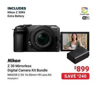 Visions Electronics Nikon z 30 mirrorless digital camera kit bundle offer