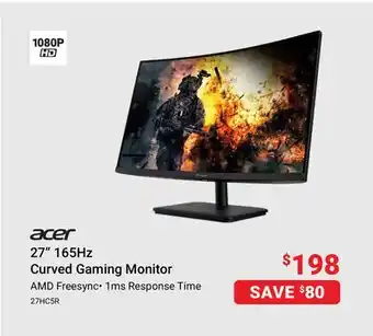 Visions Electronics Acer 27 165hz curved gaming monitor offer