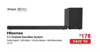 Visions Electronics Hisense 2.1-channel soundbar system offer