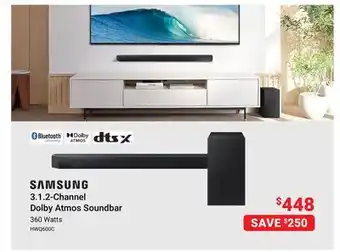 Visions Electronics Samsung 3.1. 2-channel dolby atmos soundbar offer