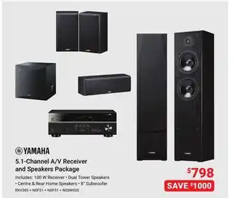 Visions Electronics Yamaha 5 1-channel a/v receiver and speakers package offer