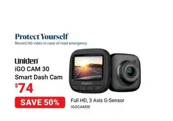 Visions Electronics Uniden igo cam 30 smart dash cam offer