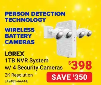 Visions Electronics Lorex 1tb nvr system w/ 4 security cameras offer