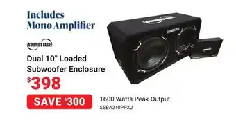 Visions Electronics Soundstage dual 10 loaded subwoofer enclosure offer