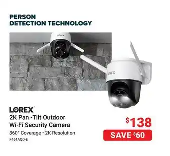 Visions Electronics Lorex 2k pan -tilt outdoor wi-fi security camera offer