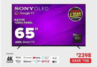 Visions Electronics Sony a80l smart tv 65 offer