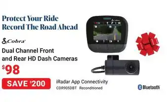 Visions Electronics Cobra dual channel front and rear hd dash cameras offer