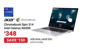 Visions Electronics Acer chromebook spin 314 intel celeron n4500 offer