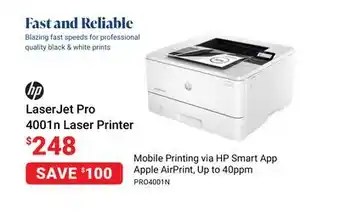 Visions Electronics Hp laserjet pro 4001n laser printer offer