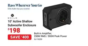 Visions Electronics Exile 10 active shallow subwoofer enclosure offer