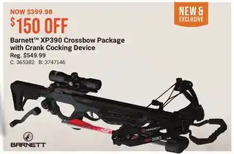 Bass Pro Barnett xp390 crossbow package with crank cocking device offer