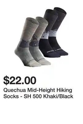 Quechua mid-height hiking socks - sh 500 khaki/black