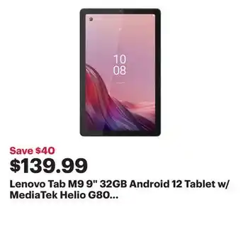 Best Buy Lenovo tab m9 9 32gb android 12 tablet w/ mediatek helio g80 8-core processor - arctic grey - only at best buy offer