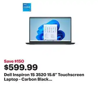 Best Buy Dell inspiron 15 3520 15.6 touchscreen laptop - carbon black (intel core i5-1135g7/256gb ssd/8gb ram/win11) offer