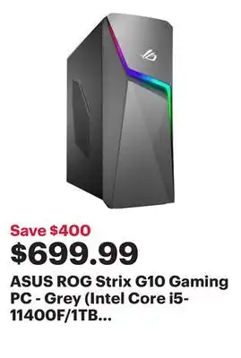 Best Buy Asus rog strix g10 gaming pc - grey (intel core i5-11400f/1tb ssd/16gb ram/geforce gtx1660ti/win 11) offer