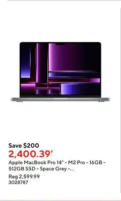 Staples Apple macbook pro 14 - m2 pro - 16gb - 512gb ssd - space grey - english offer