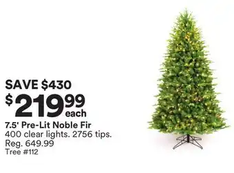 Michaels 7.5' pre-lit noble fir 400 clear lights. 2756 tips offer