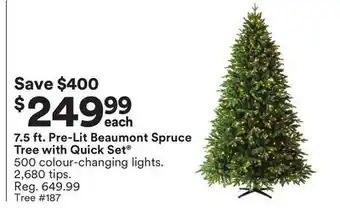 Michaels 7.5 ft. pre-lit beaumont spruce tree with quick set offer