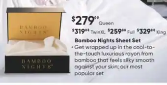 Sleep Country Bamboo nights sheet set offer