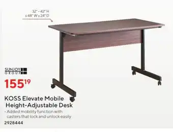 Staples KOSS Elevate Mobile Height-Adjustable Desk offer
