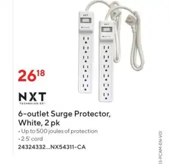 Staples NXR 6-Outlet Surge Protector, Whit, 2 pk offer
