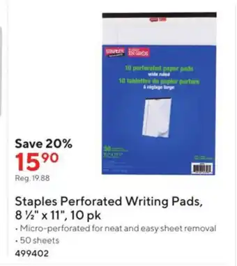 Staples Perforated Writing Pads