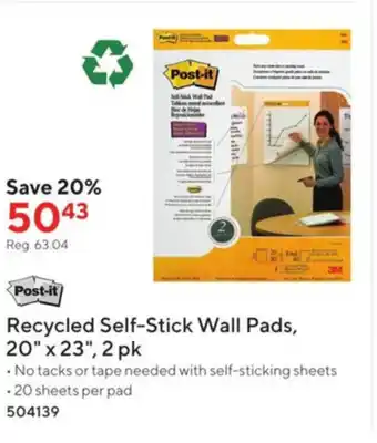 Staples Recycled Self-Stick Wall Pads offer