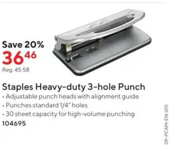 Staples Staples Heavy-duty 3-hole Punch offer