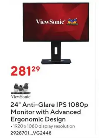 Staples 24 Anti-Glare IPS 1080p Monitor with Advanced offer