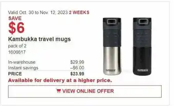 Costco Kambukka travel mugs offer