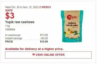 Costco Yupik raw cashews offer