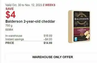 Costco Balderson 2-year-old cheddar offer