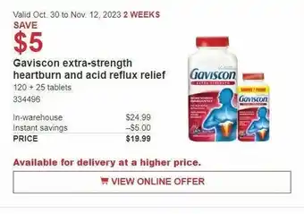 Costco Gaviscon extra-strength heartburn and acid reflux relief offer