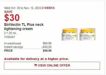 Costco StriVectin TL Plus neck tightening cream offer