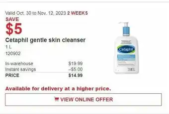 Costco Cetaphil gentle skin cleanser offer