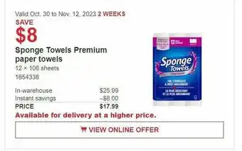 Costco Sponge Towels Premium paper towels offer