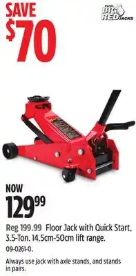 Canadian Tire Big red floor jack with quick start, 3.5-ton offer