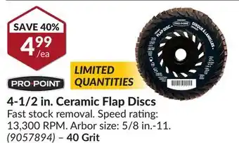 Princess Auto 4-1/2 in. ceramic flap discs offer