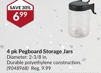 Princess Auto 4 pk pegboard storage jars offer