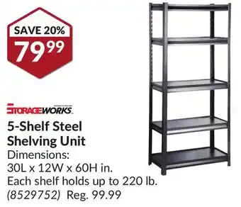 Princess Auto 5-shelf steel shelving unit offer