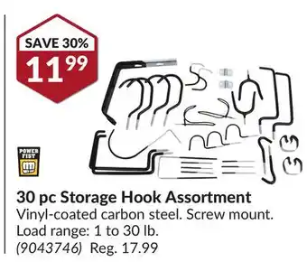 Princess Auto 30 pc storage hook assortment offer