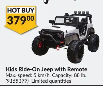 Princess Auto Kids ride-on jeep with remote offer